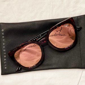 Quay Australia Noosa Cat Eye Sunglasses, Tortoise with rose lenses, new!